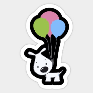 Dog And Baloon Cute Funny Sticker